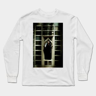 Dark Academia Alternative Gothic Model In Ancient Library Long Sleeve T-Shirt